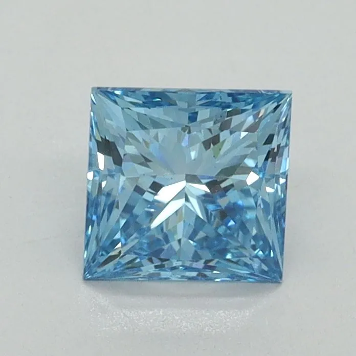 0.90ct PRINCESS Fancy Vivid Blue VS2 Coloured Lab diamond