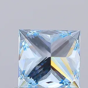 0.9ct PRINCESS Fancy Vivid Blue VVS2 Coloured Lab diamond