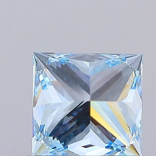 0.9ct PRINCESS Fancy Vivid Blue VVS2 Coloured Lab diamond