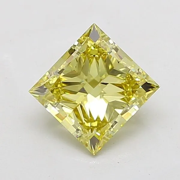 2.51ct PRINCESS Fancy Intense Yellow VS1 Coloured Lab diamond