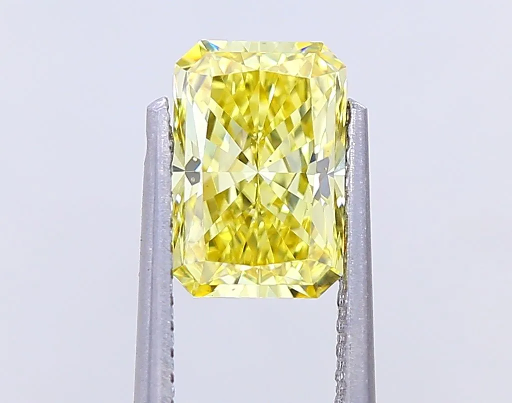 1.39ct RADIANT Fancy Vivid Yellow VS1 Coloured Lab diamond
