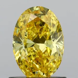0.99ct OVAL Fancy Vivid Yellow SI1 Coloured Lab diamond