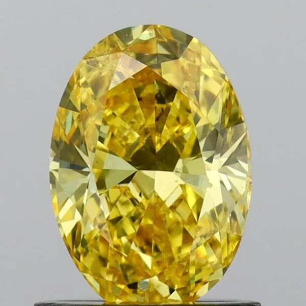 0.99ct OVAL Fancy Vivid Yellow SI1 Coloured Lab diamond
