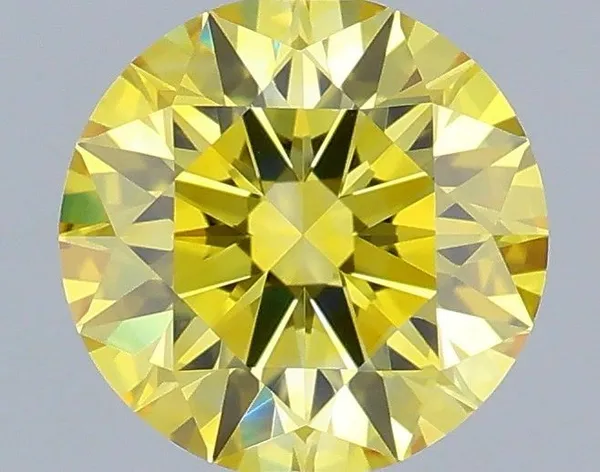 0.65ct ROUND Fancy Vivid Yellow VVS2 Coloured Lab diamond