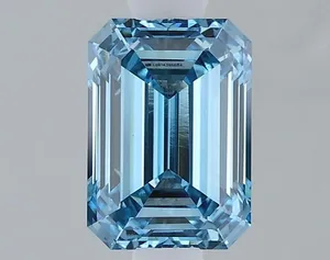 1.23ct EMERALD Fancy Vivid Blue VS1 Coloured Lab diamond