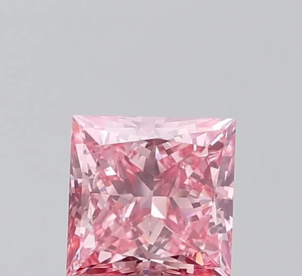 1.00ct PRINCESS Fancy Vivid Pink VS2 Coloured Lab diamond