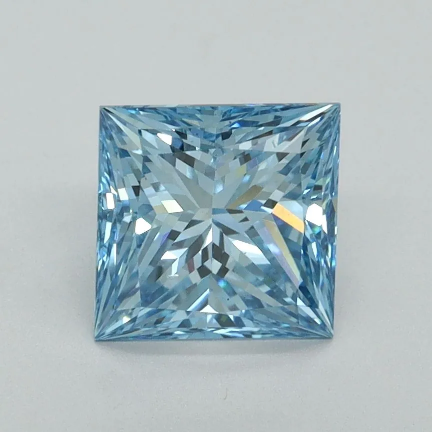 1.60ct PRINCESS Fancy Vivid Blue VS1 Coloured Lab diamond