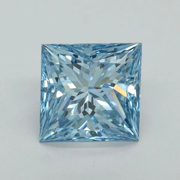 1.6ct PRINCESS Fancy Vivid Blue VS1 Coloured Lab diamond