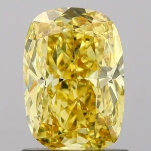 0.97ct CUSHION Fancy Vivid Yellow VS1 Coloured Lab diamond