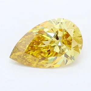0.98ct PEAR Fancy Intense Yellow VS1 Coloured Lab diamond
