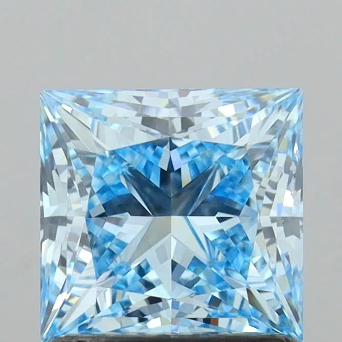 1.32ct PRINCESS Fancy Vivid Blue VVS2 Coloured Lab diamond