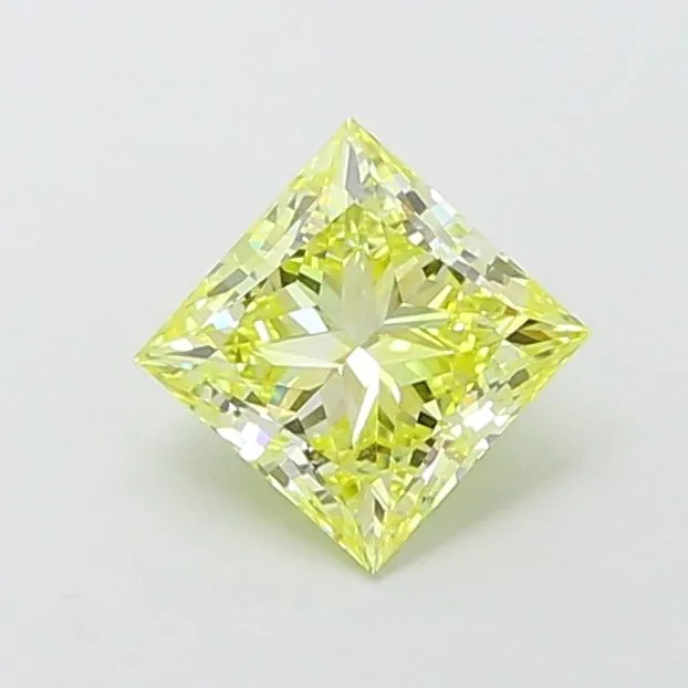 1.05ct PRINCESS Fancy Vivid Yellow VVS2 Coloured Lab diamond