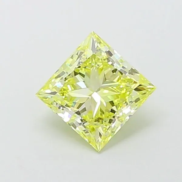 1.05ct PRINCESS Fancy Vivid Yellow VVS2 Coloured Lab diamond