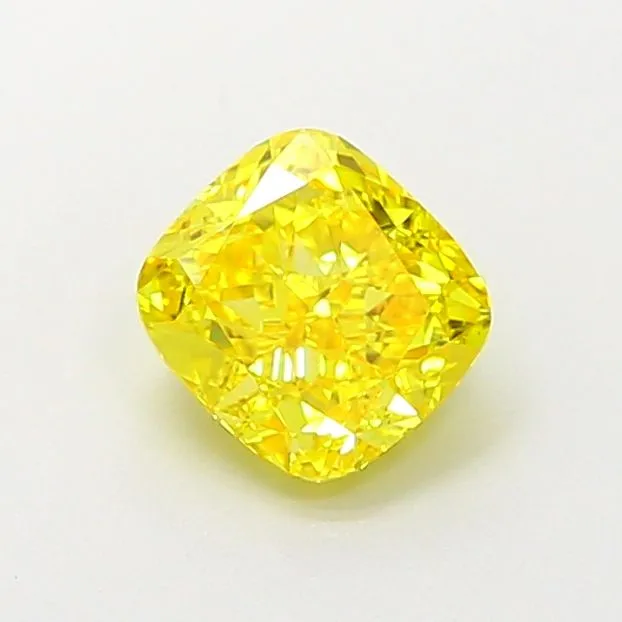 1.09ct CUSHION Fancy Vivid Yellow VVS2 Coloured Lab diamond