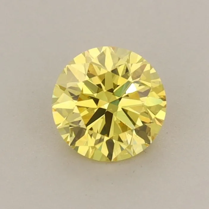 0.57ct ROUND Fancy Vivid Yellow VS2 Coloured Lab diamond