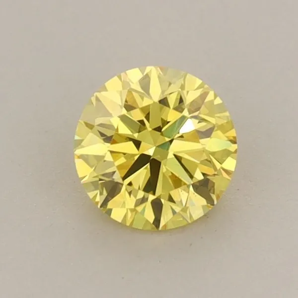 0.57ct ROUND Fancy Vivid Yellow VS2 Coloured Lab diamond