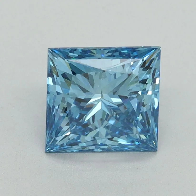 1.52ct PRINCESS Fancy Vivid Blue VS1 Coloured Lab diamond
