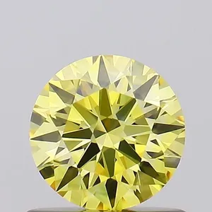 0.67ct ROUND Fancy Vivid Yellow VVS2 Coloured Lab diamond