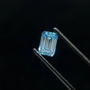 1.17ct EMERALD Fancy Vivid Blue VS2 Coloured Lab diamond