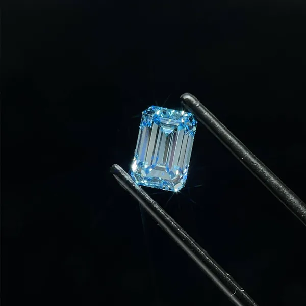 1.17ct EMERALD Fancy Vivid Blue VS2 Coloured Lab diamond