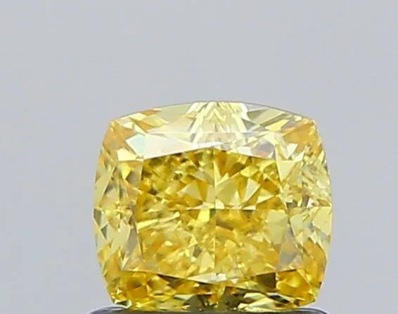 1.01ct CUSHION Fancy Intense Yellow VS1 Coloured Lab diamond