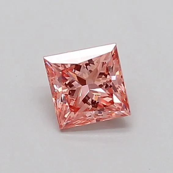 0.38ct PRINCESS Fancy Intense Brownish Pink VVS2 Coloured Lab diamond