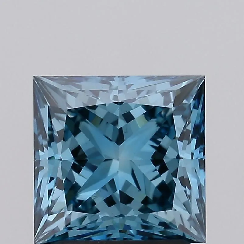 2.14ct PRINCESS Fancy Vivid Greenish Blue VS1 Coloured Lab diamond