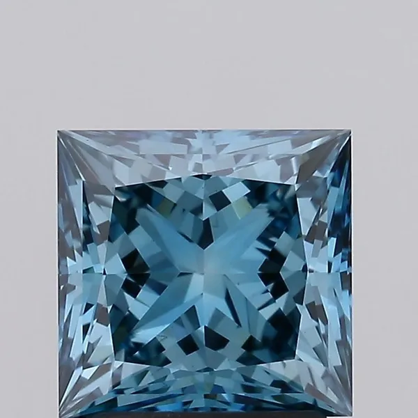 2.14ct PRINCESS Fancy Vivid Greenish Blue VS1 Coloured Lab diamond