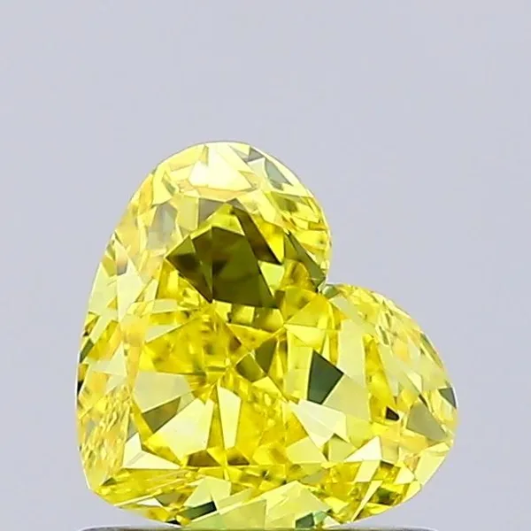 0.98ct HEART Fancy Vivid Yellow VS2 Coloured Lab diamond