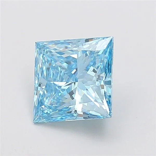 3.00ct PRINCESS Fancy Vivid Blue VVS2 Coloured Lab diamond