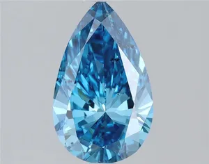 0.88ct PEAR Fancy Vivid Blue SI1 Coloured Lab diamond