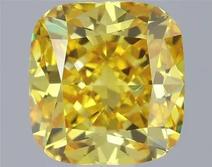 0.87ct CUSHION Fancy Vivid Yellow VVS2 Coloured Lab diamond