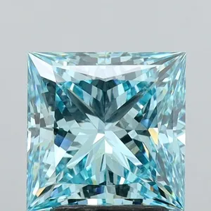 2.74ct PRINCESS Fancy Vivid Greenish Blue VS1 Coloured Lab diamond