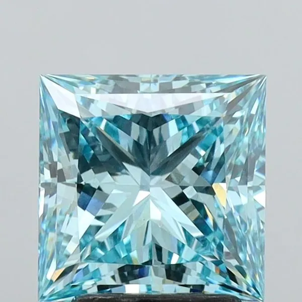 2.74ct PRINCESS Fancy Vivid Greenish Blue VS1 Coloured Lab diamond