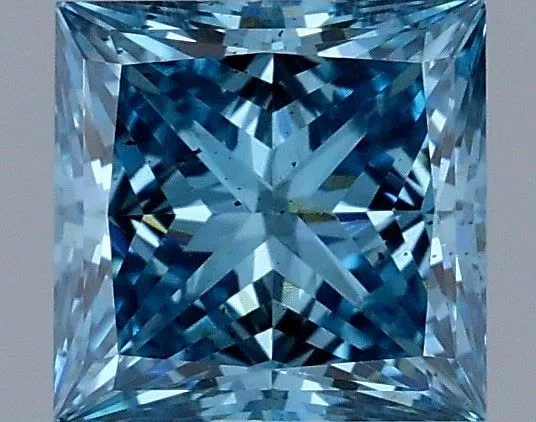 1.02ct PRINCESS Fancy Vivid Blue SI1 Coloured Lab diamond
