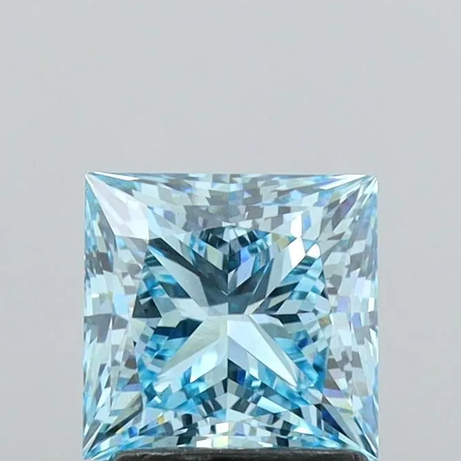 1.80ct PRINCESS Fancy Vivid Blue VS2 Coloured Lab diamond