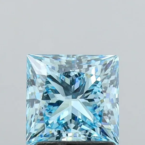 1.8ct PRINCESS Fancy Vivid Blue VS2 Coloured Lab diamond