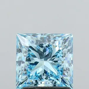 1.8ct PRINCESS Fancy Vivid Blue VS2 Coloured Lab diamond