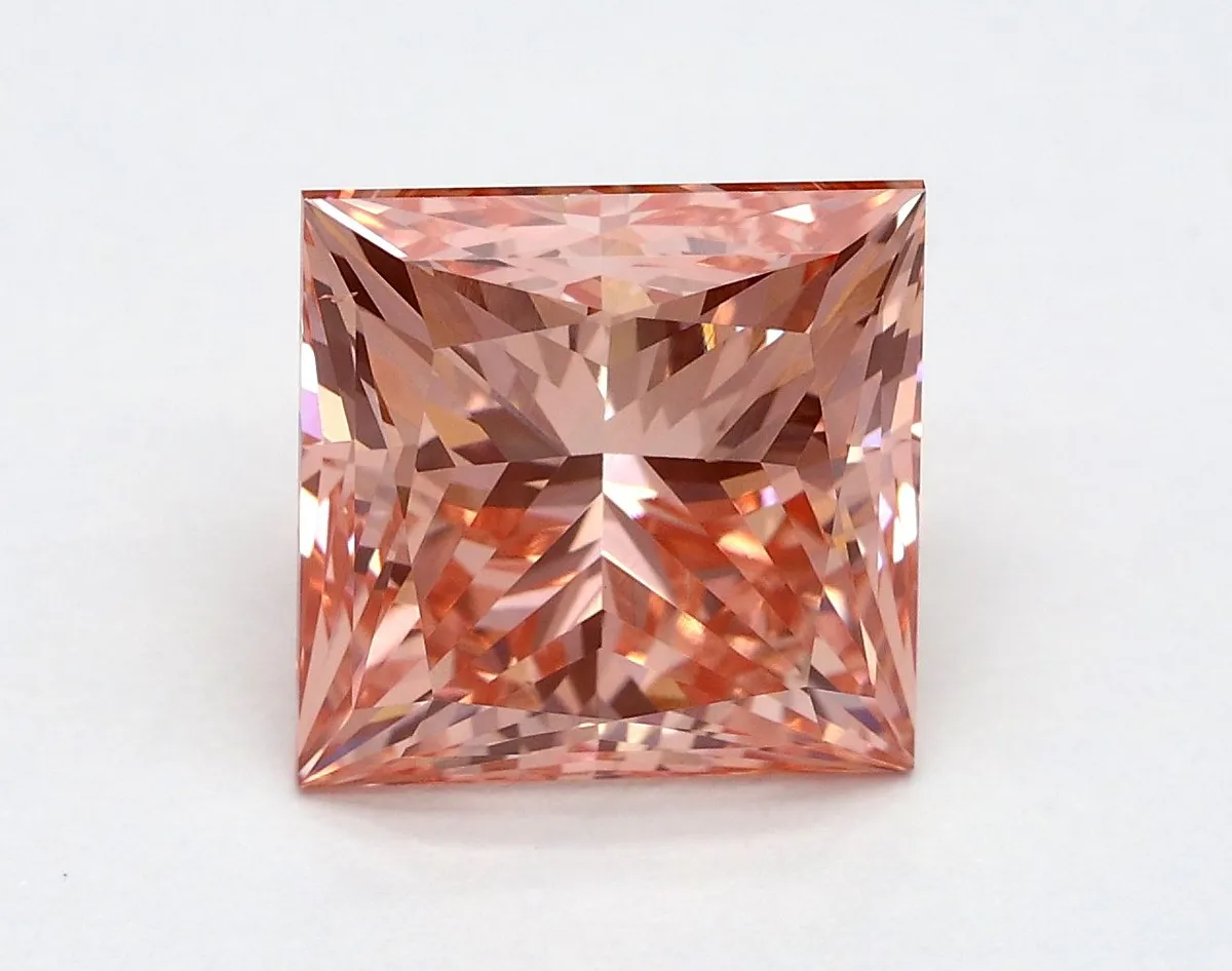 3.03ct PRINCESS Fancy Vivid Pink VS2 Coloured Lab diamond