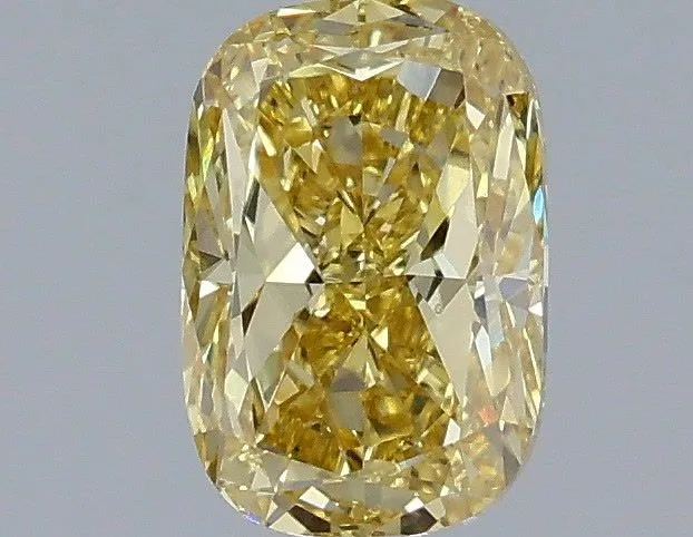 1.00ct CUSHION Fancy Intense Yellow VS2 Coloured Lab diamond