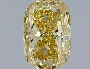 1ct CUSHION Fancy Intense Yellow VS2 Coloured Lab diamond