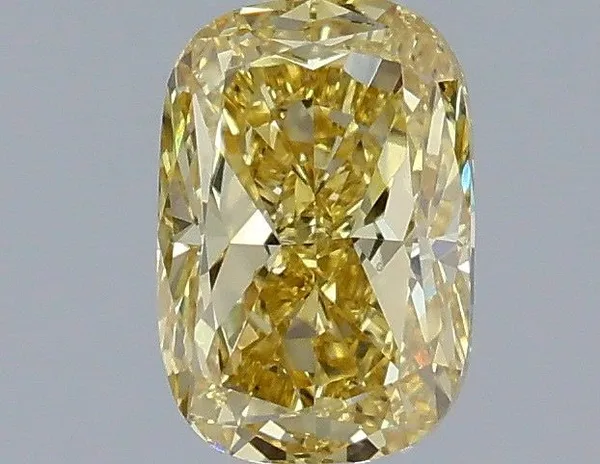 1ct CUSHION Fancy Intense Yellow VS2 Coloured Lab diamond