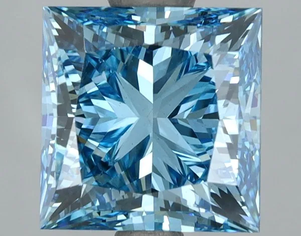 3.51ct PRINCESS Fancy Vivid Blue SI1 Coloured Lab diamond