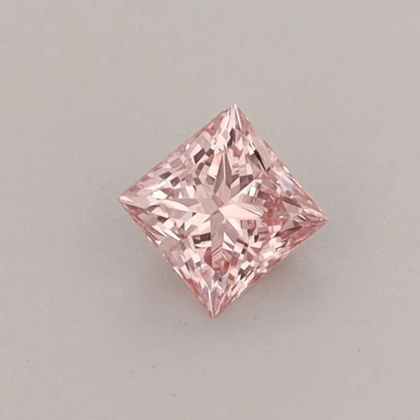 0.32ct PRINCESS Fancy Vivid Pink VVS2 Coloured Lab diamond