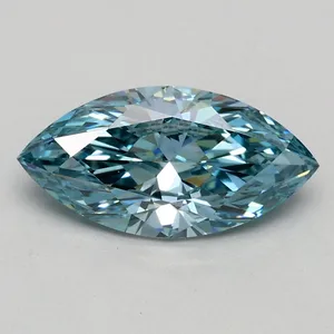 1ct MARQUISE Fancy Vivid Greenish Blue VS1 Coloured Lab diamond