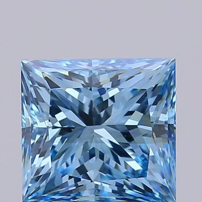 0.92ct PRINCESS Fancy Vivid Blue VS2 Coloured Lab diamond