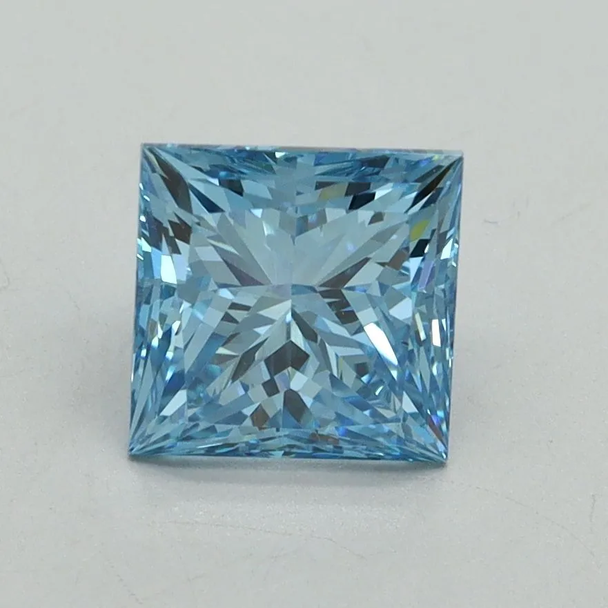1.69ct PRINCESS Fancy Vivid Blue VVS2 Coloured Lab diamond