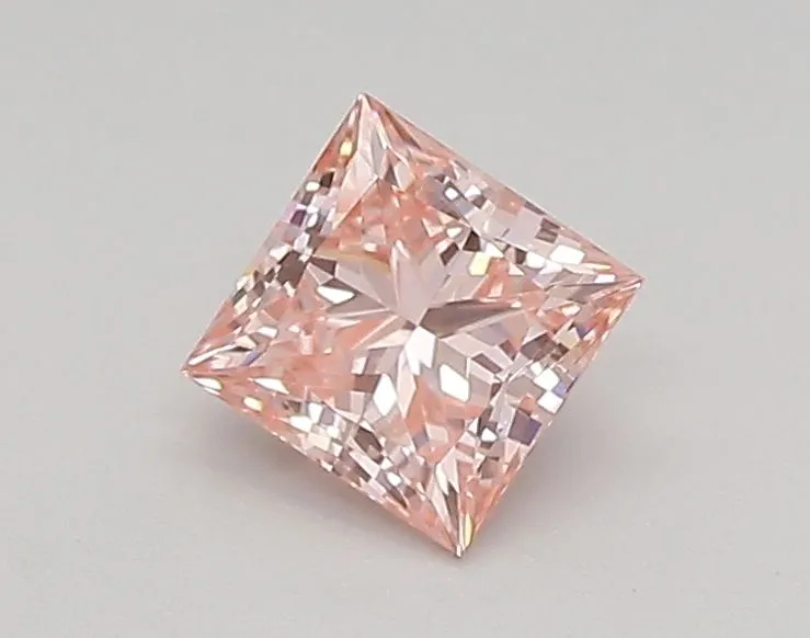 0.48ct PRINCESS Fancy Vivid Pink VVS2 Coloured Lab diamond