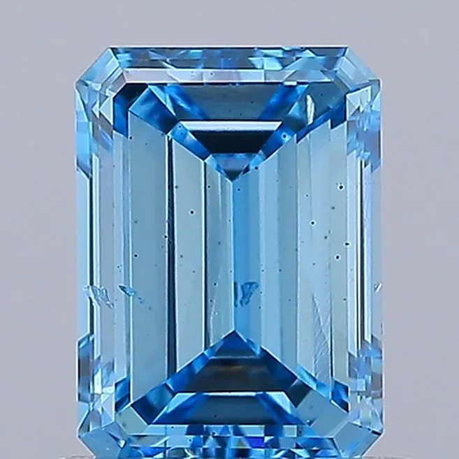 1.00ct EMERALD Fancy Vivid Blue SI1 Coloured Lab diamond