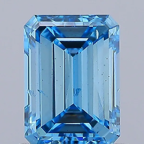 1ct EMERALD Fancy Vivid Blue SI1 Coloured Lab diamond
